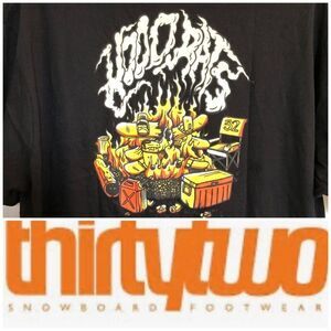 THIRTY TWO - NWT - M Sz XXL “Hood Rats” Short-Sleeve Tee in Black & Orange